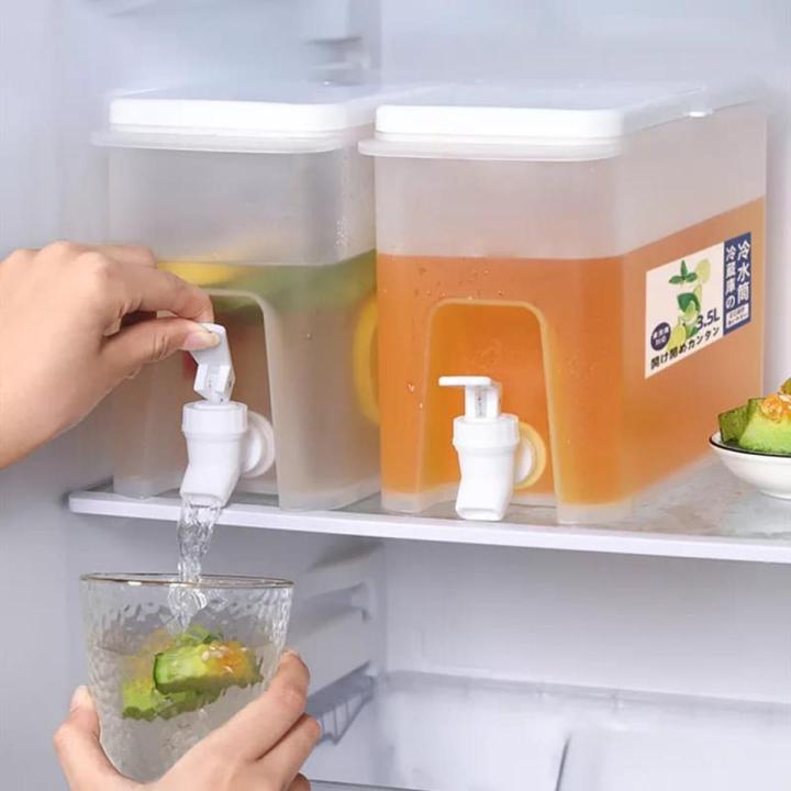 3.5L Cold Kettle With Faucet Large Capacity Lemon Fruit Teapot Cool Water Bucket Kitchen Drinkware Kettle Pot Cold Water Jug