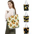 Sunflower Floral Fashion Printed Handbags Outdoor Eco Friendly Women Shoulder Bag High Capacity Portable Foldable Shopping Bag. 
