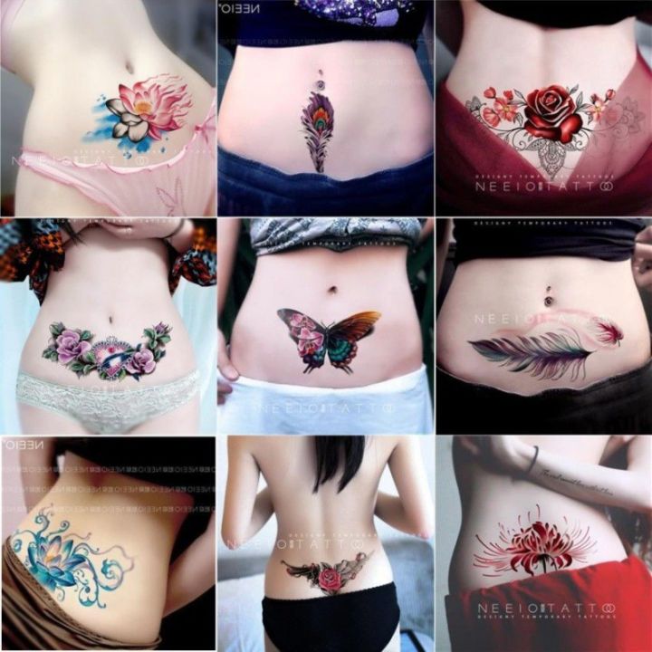 Miss%20Meow%20Colorful%20Flower%20Tattoo%20Sticker%20Waterproof%20Female%20Lasting%20Vertical%20C-section%20Scar%20Covering%20Tattoo%20Sticker%20-%20Image%206