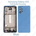 For Samsung Galaxy A52 A52s Full Body Housing (Side Frame + Back Panel Housing + Camera Glass Back shell) Replacement Spare Parts. 