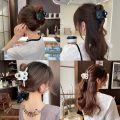 Black White Cat Hair Claw Clip Hairpin Cute Cat Rubber Bands Elastic Hair Bands Child Girls Lovely Hair Accessories Ornaments. 