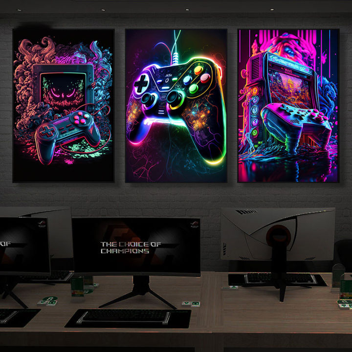 Neon%20Game%20Canvas%20Paintings%20Game%20Controller%20Gamer%20Gaming%20Neon%20Posters%20Canvas%20Prints%20Wall%20Art%20Pictures%20Esports%20Gamer%20Room%20Decor%20-%20Image%202