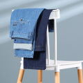 BataBata 2024 Summer Classic 100%Cotton Men's Jeans Thin Loose Straight Denim Pants Blue Business Dad Trousers Male Large Size 35 40 42. 