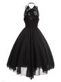 Fitshinling Gothic Ball Gown Party Dresses For Women Halter Lace Patchwork Sleeveless Vestidos Bow Tie Corset Short Midi Dress. 