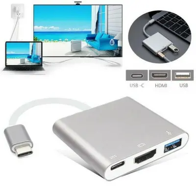 Type C USB 3.1 to USB-C 4K HDMI USB 3.0 Adapter 3 in 1 Hub