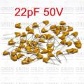 15Pcs- Multilayer Ceramic Capacitor 22pF 50V Monolithic Ceramic Chip Capacitor 5.08mm MLCC.