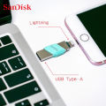 SanDisk USB Flash Drive iXpand Flip OTG Lightning USB 3.1 Stick 64GB 128GB 256GB Pen Drive MFi For iPhone iPad and USB Type-A. 