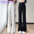 Flared Suit Pants High Waist Wide Leg Pants for Women Stylish Solid Color Flared Trousers for Work Casual Wear Summer Suit Pants High-waisted Suit Pants. 