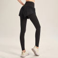 Women 2-in-1 Sports Pants Wide Elastic Waistband Pocket Ankle Length Yoga Leggings Running Sports Trousers. 