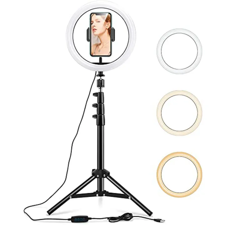 20" Selfie LED Ring Light with Tripod Stand & Cell Phone Holder Desktop Lamp Mini Led Camera Light for Tiktok/Youtube/Live/ Makeup/Photography.
