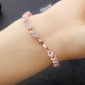 Luxury Diamond Bracelet Bridal Wedding Prom Gift Silver Rose Gold Heart Zirconia Ladies Bracelet.