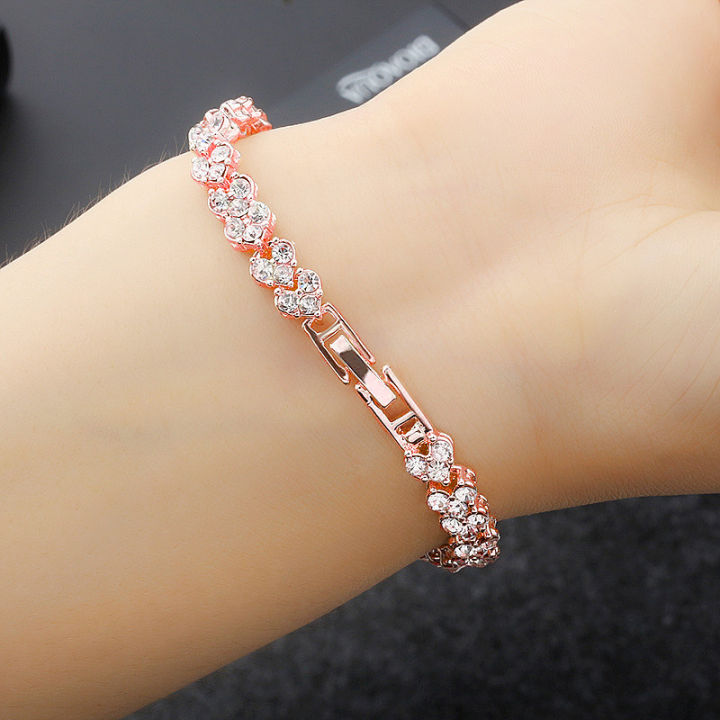 Luxury%20Diamond%20Bracelet%20Bridal%20Wedding%20Prom%20Gift%20Silver%20Rose%20Gold%20Heart%20Zirconia%20Ladies%20Bracelet%20-%20Image%203