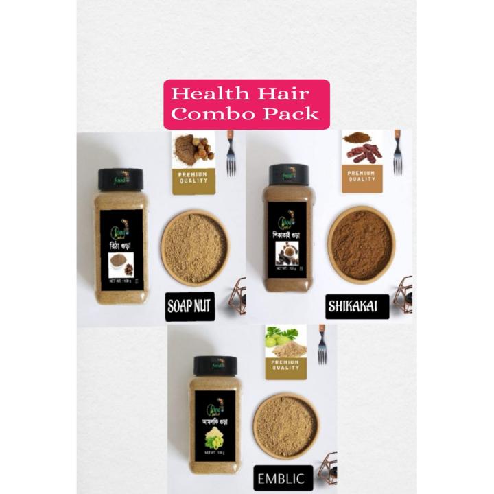 Amla, Reetha, Shikakai Powder Combo powder Pack for Hair - 300g (each 100g)