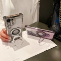 【Buried Buzie】Gradient Glitter Magsafe Phone Case for Samsung Galaxy S23 FE S24 Ultra S22 S23 Plus Ultra Magnetic Fold Stand Shockproof Cover.