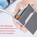 Usb 20 Piece Cigarate Case 2 In 1 Flemless Rechargeable Windproof Lighter. 