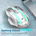 Ninja transparent wired gaming mouse with 4 levels of DPI sensitivity, high sensitivity, cool gaming lights and multiple function keys. 