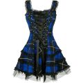 Dress Women Classic Frill Lace Dresses Sleeveless Plaid Vintage Gothic Mini Dresses Ball Gowns Cosplay Costume Plus Size Dress.