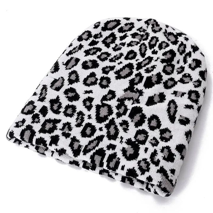 【beauty code store】Newest Fashion Women Hat Leopard Print Winter Hat Fashion Warm For Women Crochet Ski Baggy Cap