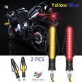 2PCS LED Motorcycle Turn Signal Lights 12V Super Bright Indicator Clignotant Blinker Daytime Running Light -i52 Yellow/ Blue. 