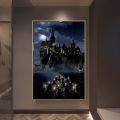 Boats to Hogwarts Magic School Night View Canvas Art Posters and Prints Landscape Painting on the Wall Art Picture Home Decor. 