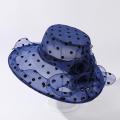 New Ladies Elegant Flower Church Hats Summer Large Wide Brim Fedora Hat For Women Organza Hat Beach Sun Kentucky Derby Hat.