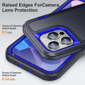 3 In 1 Full Cover Shockproof Phone Case With Stand For iPhone 15 Pro Thick Hard Phone Casing Contrasting Colors Fashion Phone Cover Shell.