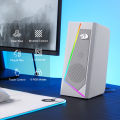 Redragon GS520 RGB Desktop Speakers, 2.0 Channel PC Stereo Speaker with 6 Colorful LED Modes, Enhanced Sound, White/Pink.
