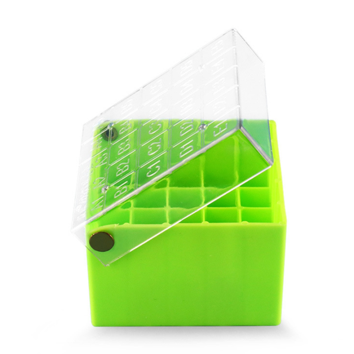 Lab Rectangle Sample Boxes Laboratory Essentials Green Sample Box with Flip Lid, 25 Cells for 1.5 ...