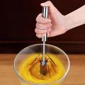 Semi-Automatic Rotating Egg Beater Stainless Steel Hand Pressure Egg Whisk Self Turning Cream Egg Stirrer Coffee Milk Tea Mixer.