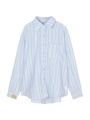 Pink Stripes polo Women's Collar Long-Sleeved Shirt Summer New Loose Thin Type Sunscreen Shirt Mid-Length Top. 