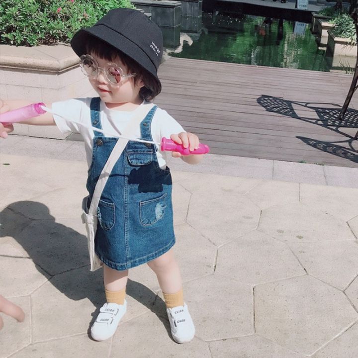 Summer Baby Girl Jeans Skirts Suspender Kids Denim Skirt Casual