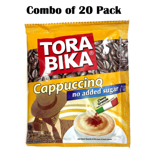 TORA BIKA Sugar Free Cappuccino Coffee 12.5gm - Combo of 20 Pack