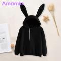 Women Solid Color Hoodie Cozy Bunny Ear Hoodie for Women Soft Warm Fall Winter Hooded Top Women Hoodie.