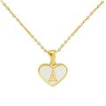 Cross-border 26 English letters love inlaid shell necklace female European and American temperament versatile stainless steel letter pendant.