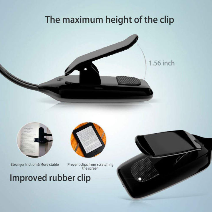 Delicate%20product%20LED%20Book%20Lights,%20Rechargeable%20Clip%20On%20Light,%203%20Lighting%20Modes,%209%20LEDs,%20Eye%20Protection%20Reading%20Lamp,%20up%20to%2040%20Hours%20Reading%20-%20Perfect%20for%20Reading-Black%20-%20Image%204