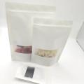 100/pcs StandUp Zip Lock Kraft Paper Window Bags for Gift, Dried Food, Fruit, Tea Packaging SelfSealing Pouches with Zipper.