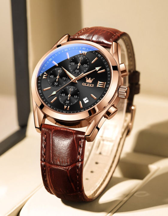 OLEVS%202872%20Analog%20Men's%20Watch%20Waterproof%20Sport%20Leather%20-%20Image%204