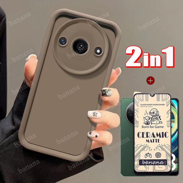 2 in 1 VIVO Y28 4G Shockproof Phone Case For VIVO Y28 5G Y28S Y38 5G Full Package Phone Case Matte Anti Drop Soft Protective Cover and Ceramic frosted tempered glass film