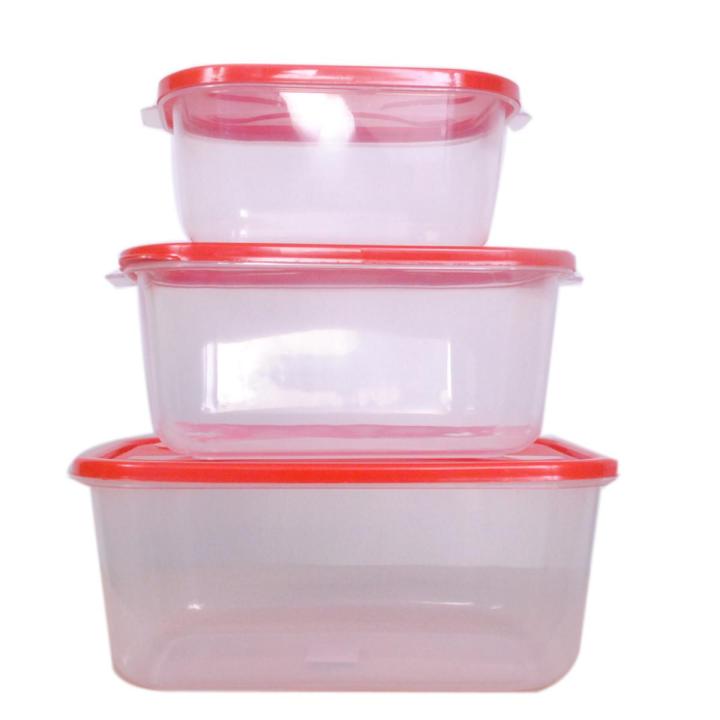 Food Storage Box 3 pieces Set 2500ml, 1500ml, 750ml- multicolor