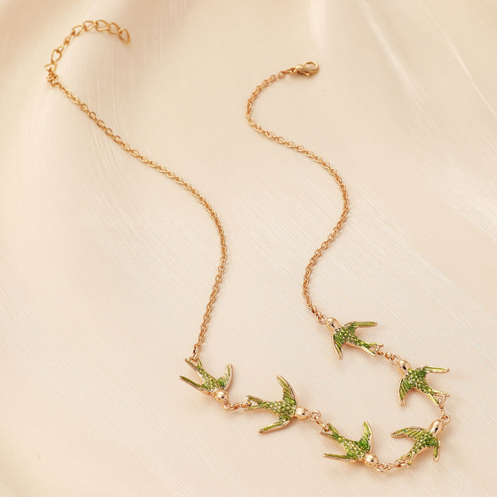 Forest%20Department%20Small%20Fresh%20Drip%20Oil%20Little%20Bird%20Clavicle%20Chain%20Sweet%20and%20Cute%20Little%20Swallow%20Necklace%20Creative%20Pastoral%20Style%20Necklace%20Wholesale%20-%20Image%202