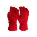 1Pair Half Finger Fingerless Gloves Men's And Women's Winter Warm Solid Color Knitted Half-finger Woolen Outdoor Mittens. 