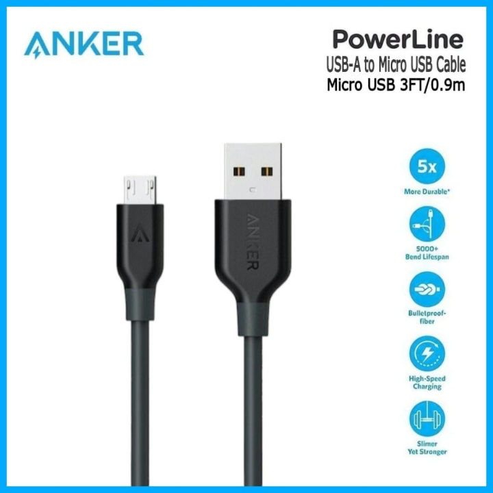 Anker Micro USB Data Cable 3ft/0.9 Meters 90cm High Speed Fast Charging Cable
