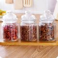 1 PC Transparent Glass Tea Caddy Miscellaneous Grain Sealed Cans Candy Small Object Storage Jar Kitchen Storage Container Home Decor.