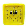 Yellow Table Alarm Clock with Clear Sound Durable Plastic Battery Operated Modern Design. 