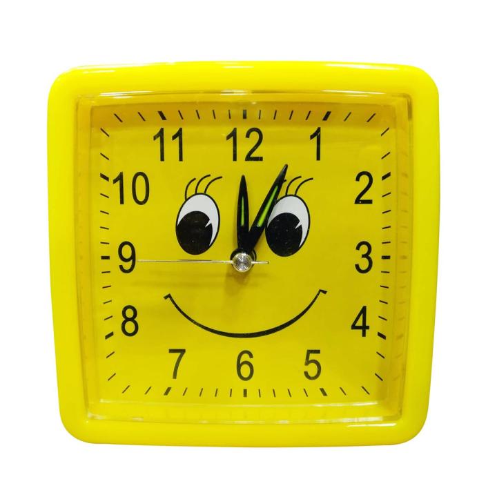 Yellow Table Alarm Clock with Clear Sound Durable Plastic Battery Operated Modern Design