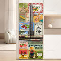 Retro Graffiti Poster Stickers Fridge Door Decals Waterproof PVC Tiling Floral Pattern Refrigerator Door Cover Kitchen Decor.