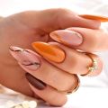 24pcs false nails with almond head French artificial nails with glue Long Paragraph Manicure full cover Stiletto press on nails.