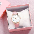 badgeCarat Women Quartz Watch Pointer Display Faux Leather Strap Round Dial Quartz Movement Pin Buckle Decoration Precise Time Luminous Women Wristwatch. 