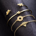 New Trendy Fashionable 4Pcs/ Set Simple Design Adjustable Gold Plated Chain  Bracelet for Women / Bracelets for Girls Simple Stylish New Collection 2025. 