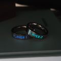 Luminous Couple Rings Glowing in the Dark Player 1 Player 2 Matching Ring for Girlfriend Boyfriend Valentine's Day Gaming Gifts.